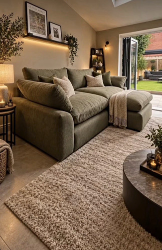 Sage green living room - sage, couch