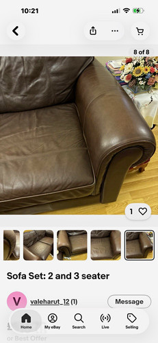 Brown leather seater sofa - leather, 2+3