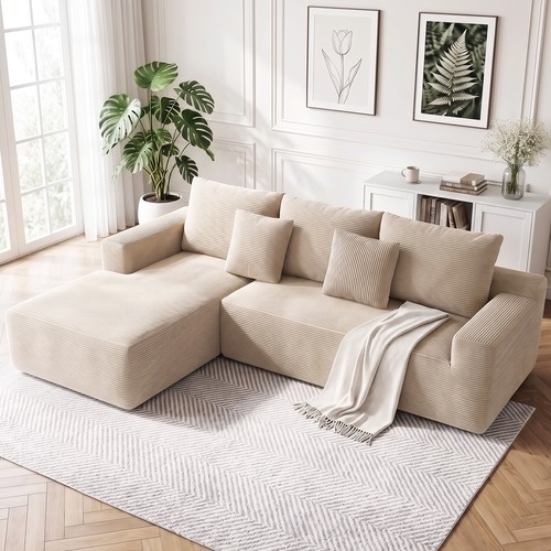 Jumbo cord corner sofa suite - cord,