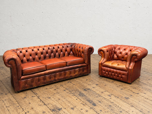Tan leather chesterfield - tan,