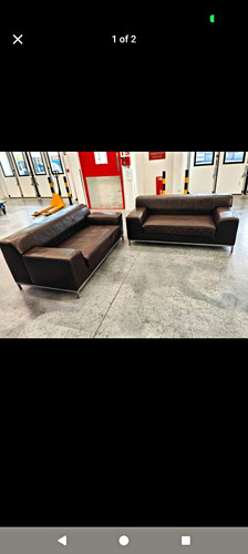 Brown leather piece sofa set - brown,