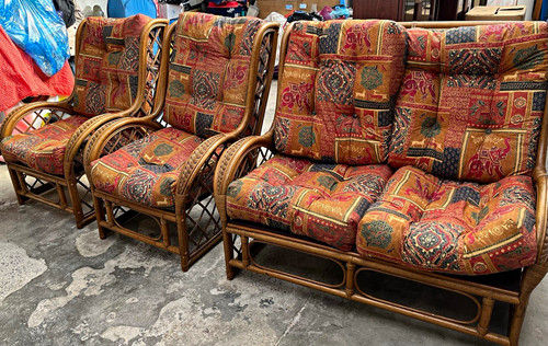 Rattan sofa set brown frame - set,