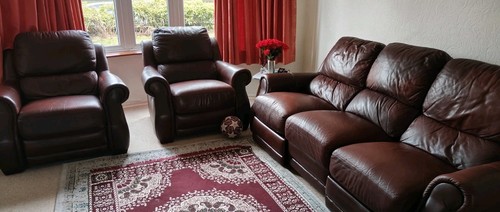 Leather recliner sofa set - recliner,