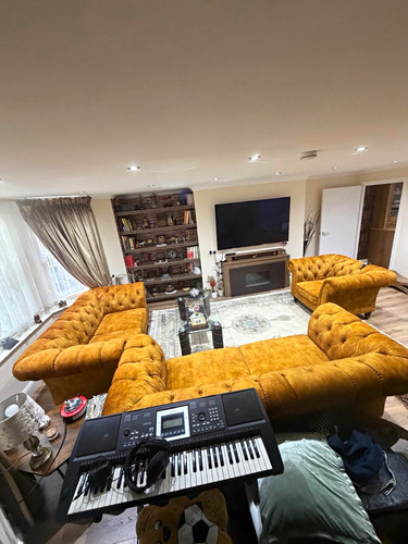 Mustard velvet chesterfield - velvet,