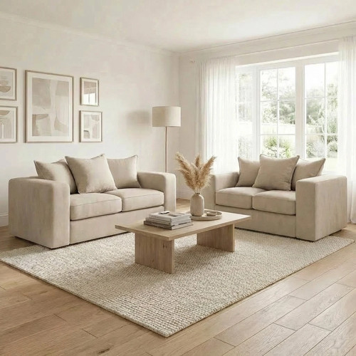 Luxury plush fabric sofa 2 - plush, 3+2