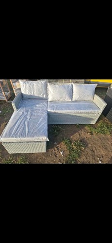 Grey rattan wicker corner - rattan/wicker,