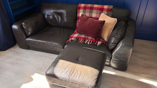 Brown leather sofa - leather, &