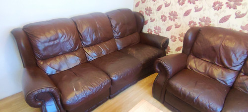 Brown leather sofa - brown,