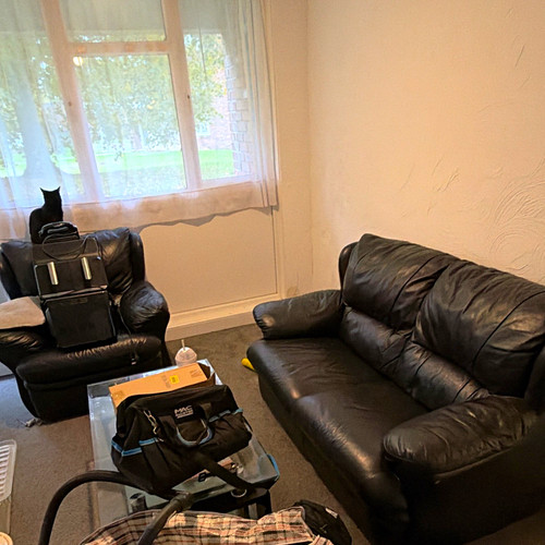 Black leather sofa armchair - sofa, &